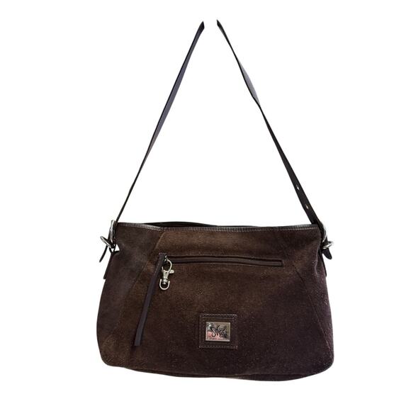 Sharif Handbags - Vintage Sharif Studio Brown Suede‎ Leather Shoulder Bag Whimsigoth 90s Y2K